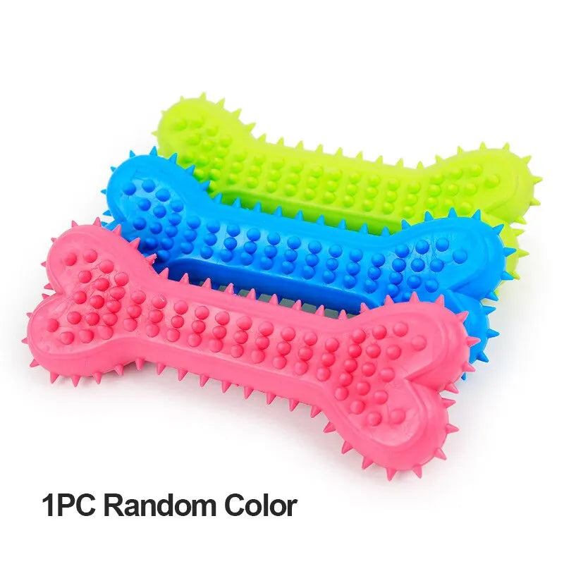 1PC Pet Chew Toy Soft Rubber Bite-resistance Bone