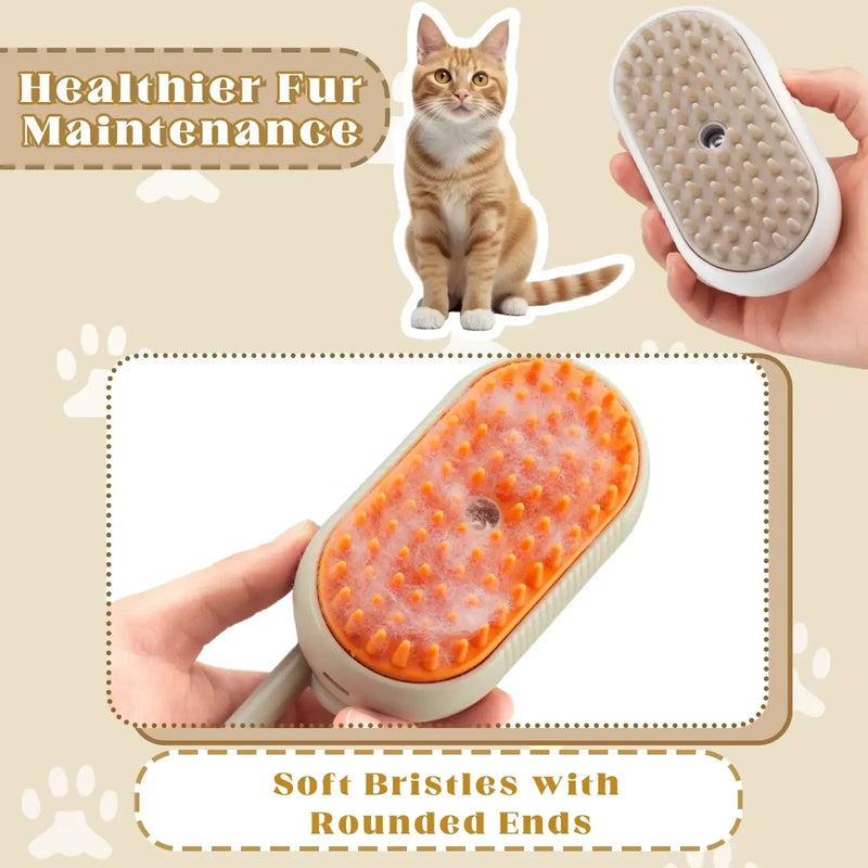 Pet Spray Massage Brush 3 in 1 One Button Steam Spray