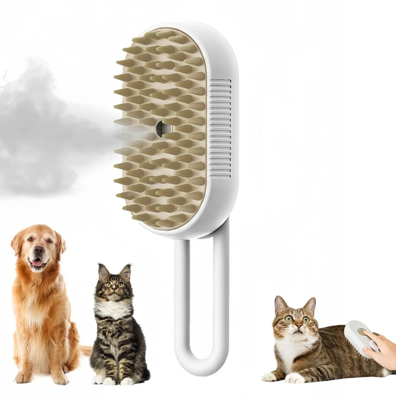 Pet Spray Massage Brush 3 in 1 One Button Steam Spray