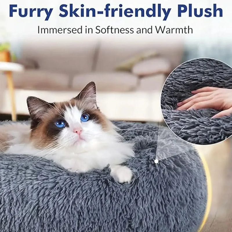 40-90cm Round Pet Bed for Winter Warm Sleeping