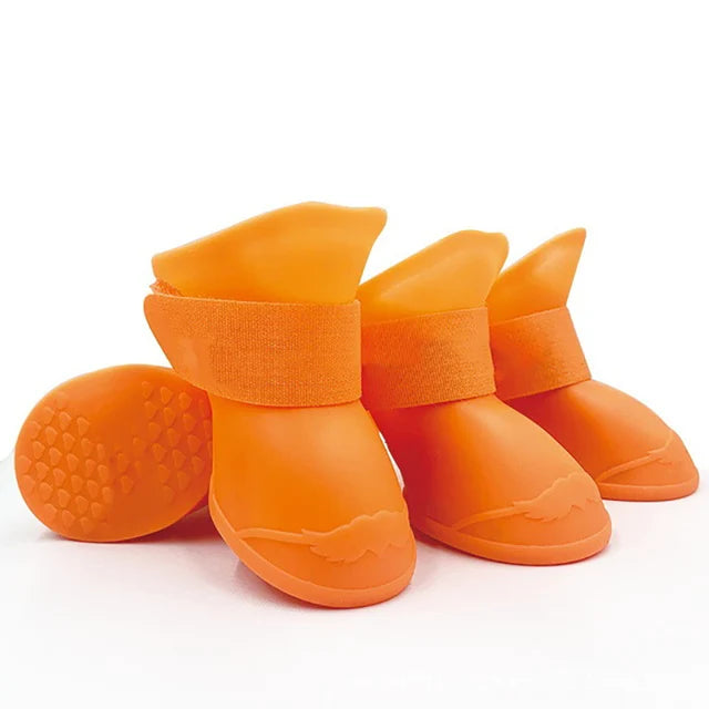 4Pcs Pet WaterProof Rainshoe Anti-slip Rubber Boot