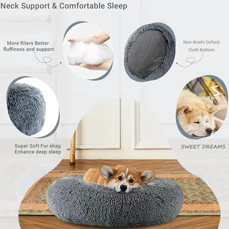 40-90cm Round Pet Bed for Winter Warm Sleeping