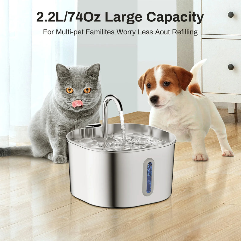 Square Stainless Steel Pet Water Feeder