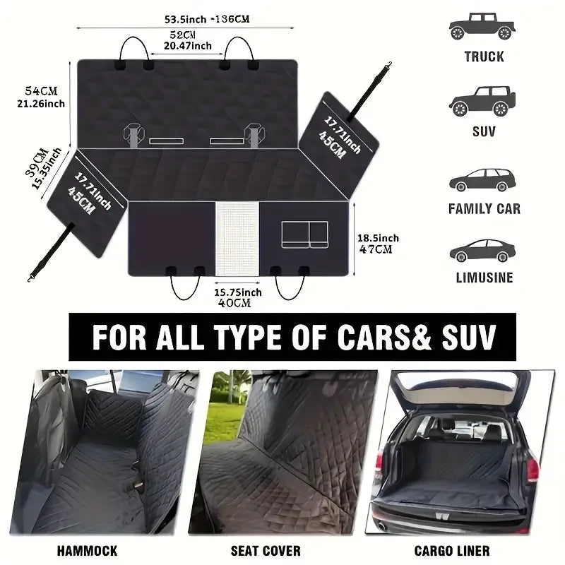 100% Waterproof Dog Car Seat Covers with Mesh Window