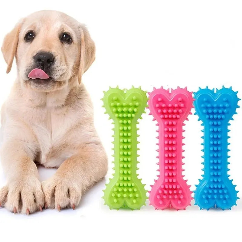 1PC Pet Chew Toy Soft Rubber Bite-resistance Bone