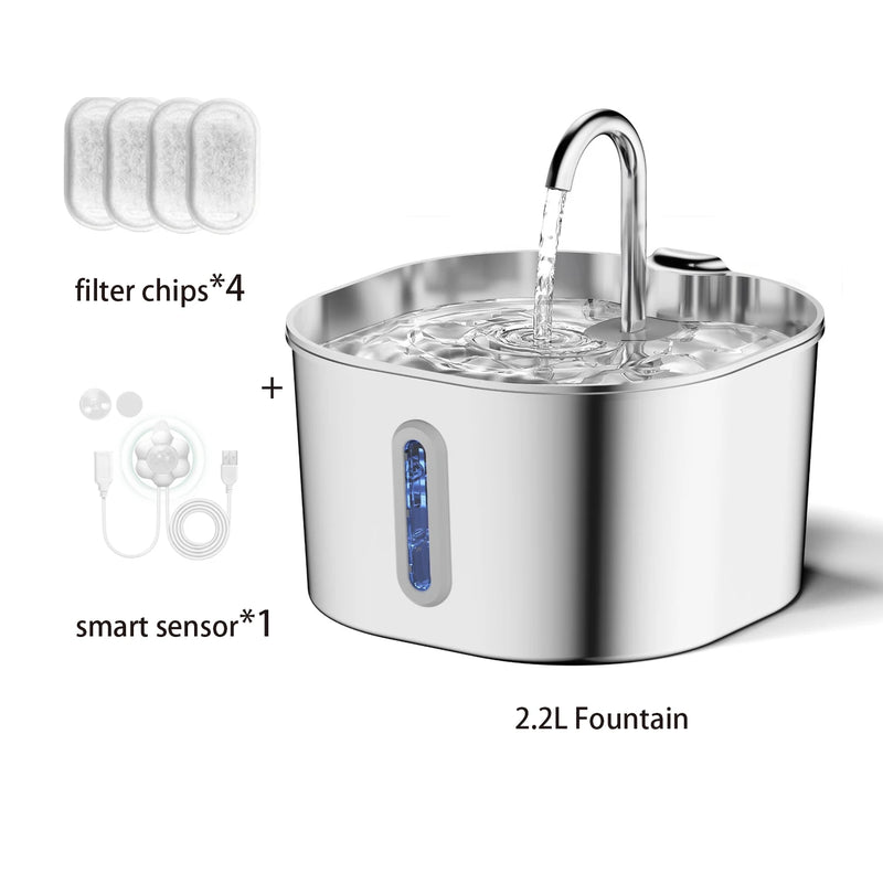 Square Stainless Steel Pet Water Feeder