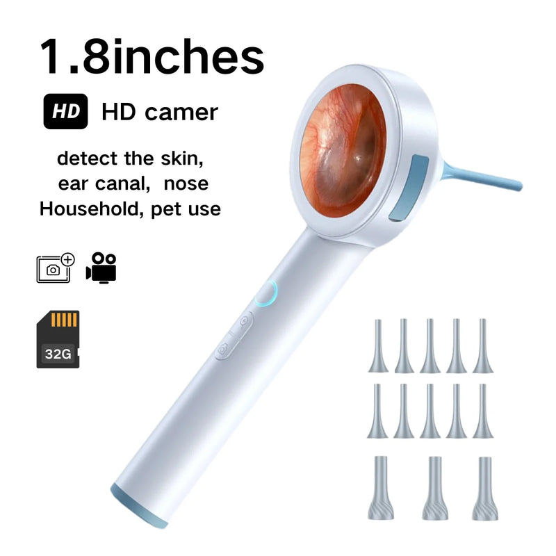 Ear Cleaner 1.8’’ Screen Ear Camera  Instant On/Record, Home & Pet Otoscope