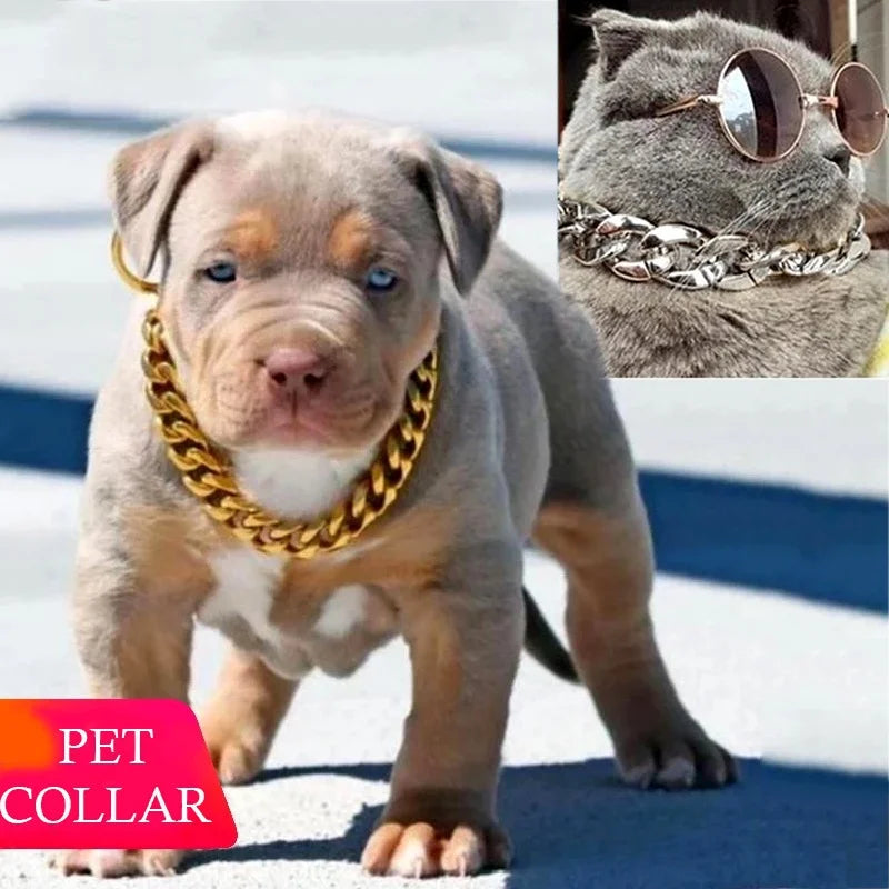 Dog Collar Jewelry Gold Chain Pet
