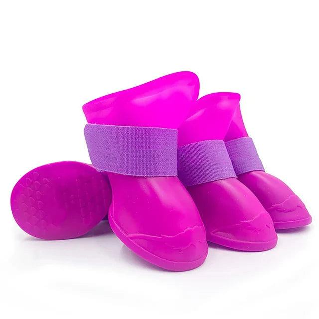 4Pcs Pet WaterProof Rainshoe Anti-slip Rubber Boot