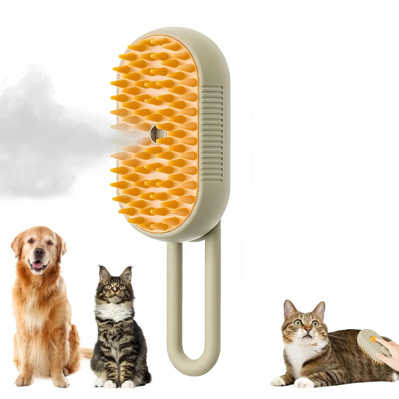 Pet Spray Massage Brush 3 in 1 One Button Steam Spray